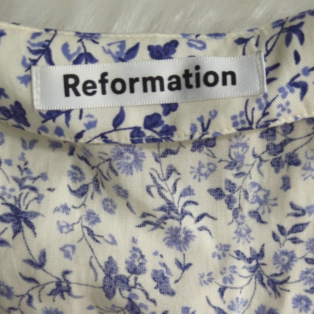Reformation Margeaux Floral Mini Dress - Blue and White - Picture 12 of 12